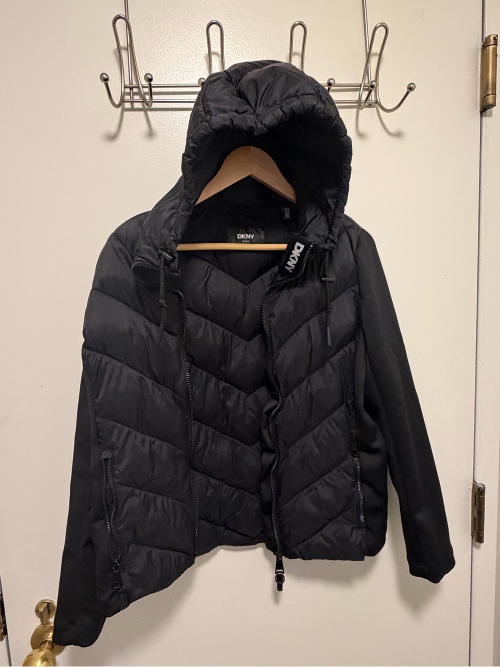 DKNY Black soft shell puffer jacket size medium M - Picture 12 of 16